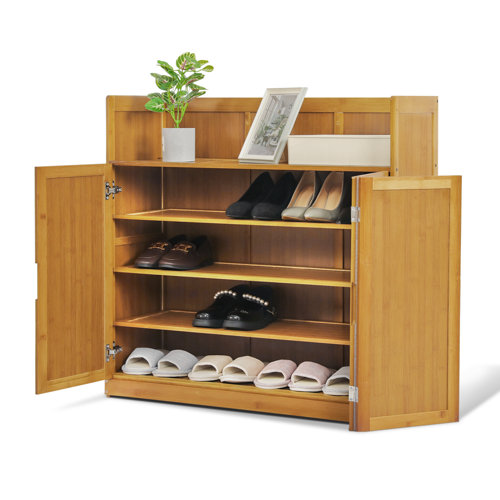Bring Home Furniture 16 Pair 5 Tiers Bamboo Wood Shoe Storage Shelf